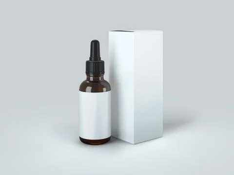 Dropper Bottle with box Mock-Up - Blank Label Stock Illustration