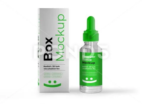 Dropper Bottle with Box Mockup PSDテンプレート