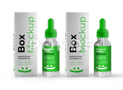 Dropper Bottle with Box Mockup PSD Template