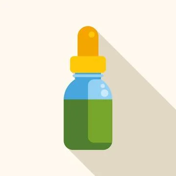 Dropper bottle containing green liquid for cosmetic or medical use Stock Illustration