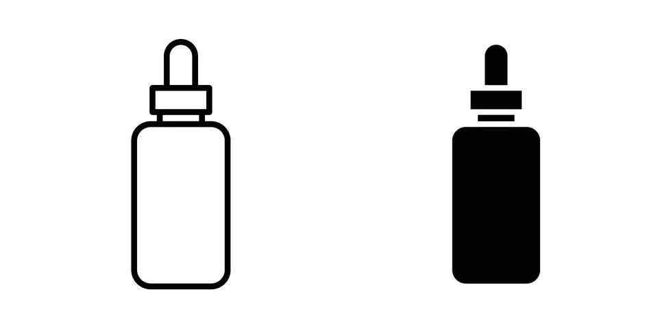 Dropper bottle icon vector concepts, line and silhouette style Stock Illustration