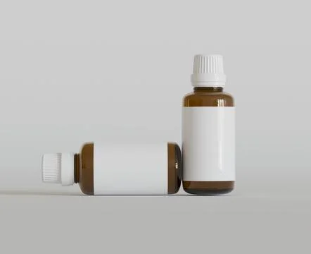 Dropper Bottle Mock-Up - Blank Label on white or bright background (22) Stock Illustration
