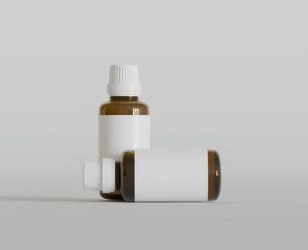 Dropper Bottle Mock-Up - Blank Label on white or bright background (24) Stock Illustration