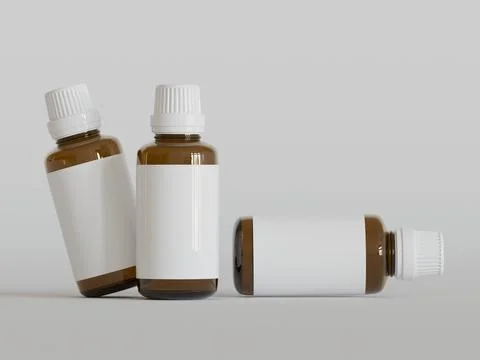 Dropper Bottle Mock-Up - Blank Label on white or bright background (44) Stock Illustration