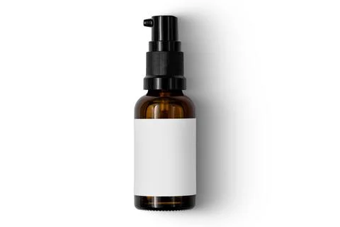 Dropper bottle mock up isolated on a white background. Blank label. Cosmetic Stock Photos