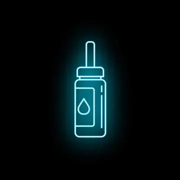Dropper bottle outline glowing on dark background イラスト素材