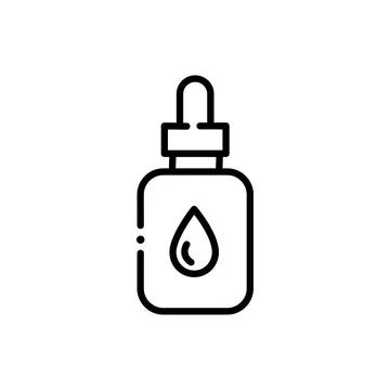 Dropper bottle with pipette thin line icon. Beauty essence, serum or essential Stock Illustration