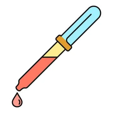 Dropper dispensing liquid medicine dropping a single drop Ilustração Stock