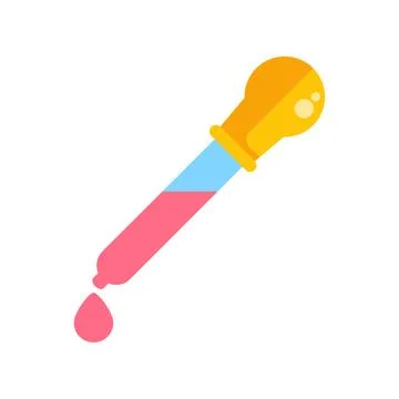 Dropper dispensing liquid, science experiment, laboratory research tool Ilustração Stock