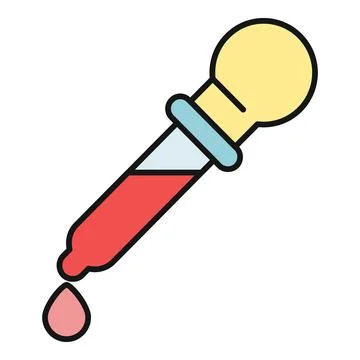 Dropper dripping red liquid science medical icon Stock Illustration
