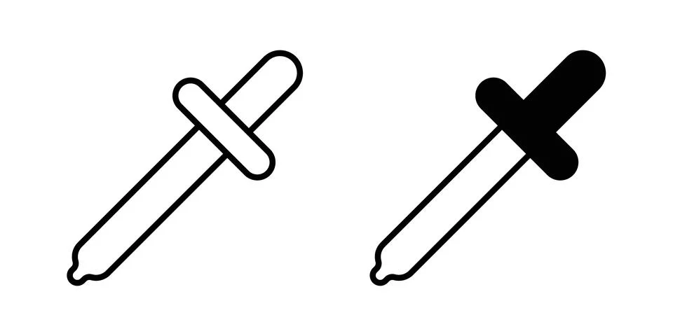 Dropper pipette icon solid, line, and editable vector set. Stock Illustration