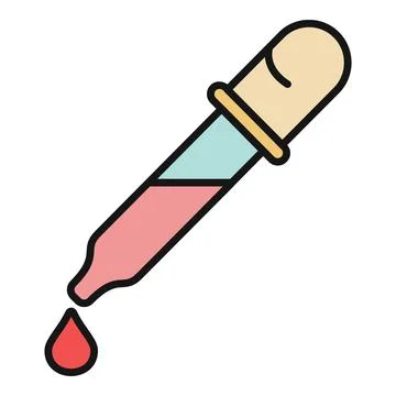Dropper with red liquid releasing a drop 스톡 일러스트