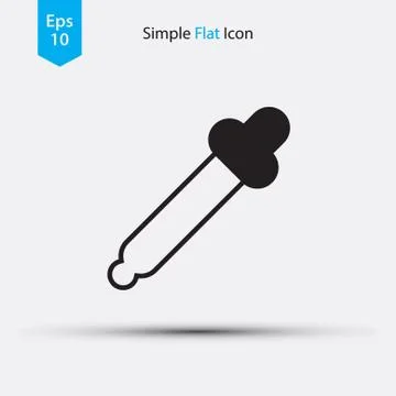 Dropper Simple Sign. Flat Icon Design Style. Vector Illustration 库存插图