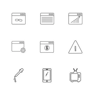 Dropper , smart phone , tv , error , dollar , windows , ui , layout , web , u 스톡 일러스트