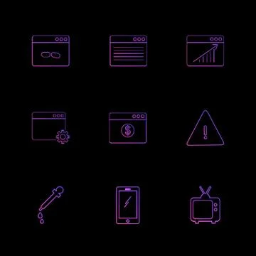 Dropper , smart phone , tv , error , dollar , windows , ui , layout , web , u Stock Illustration