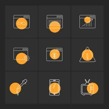 Dropper , smart phone , tv , error , dollar , windows , ui , layout , web , u 스톡 일러스트