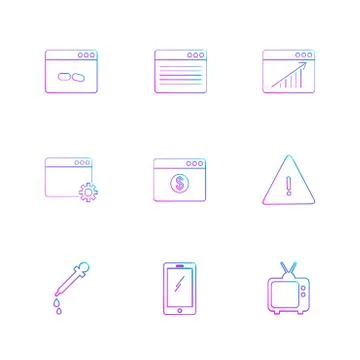Dropper , smart phone , tv , error , dollar , windows , ui , layout , web , u 스톡 일러스트