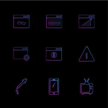 Dropper , smart phone , tv , error , dollar , windows , ui , layout , web , u Stock Illustration