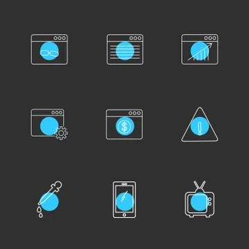 Dropper , smart phone , tv , error , dollar , windows , ui , layout , web , u Stock Illustration