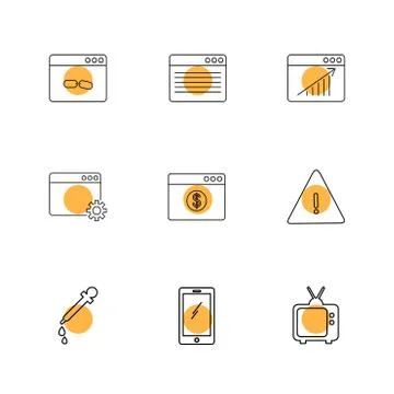 Dropper , smart phone , tv , error , dollar , windows , ui , layout , web , u 스톡 일러스트