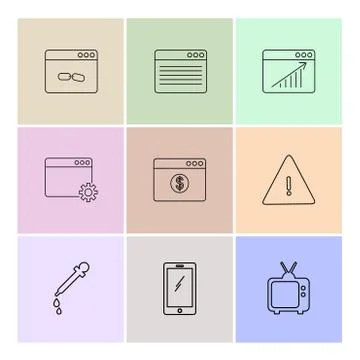 Dropper , smart phone , tv , error , dollar , windows , ui , layout , web , u 스톡 일러스트