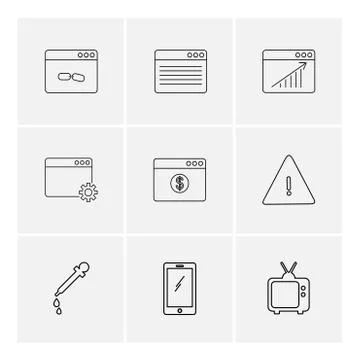 Dropper , smart phone , tv , error , dollar , windows , ui , layout , web , u 스톡 일러스트