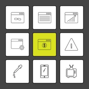 Dropper , smart phone , tv , error , dollar , windows , ui , layout , web , u 스톡 일러스트