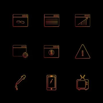 Dropper , smart phone , tv , error , dollar , windows , ui , layout , web , u Stock Illustration