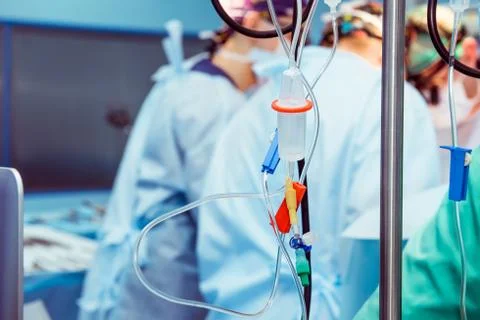 Dropper system in the operating room during surgical operation in modern clin Stock-Fotos