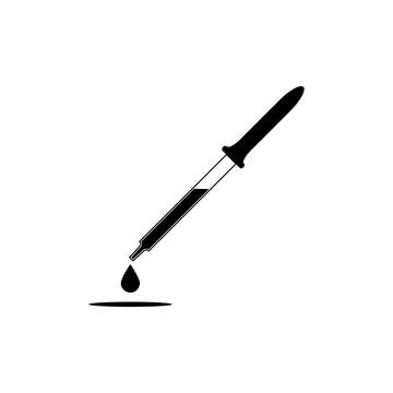 Dropper vector icon with a drop. Isolated illustration and silhouette. Stock Illustration
