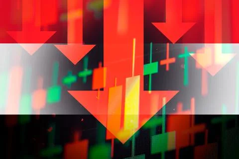 Dropping arrows showing decreasing trend in economy or downtrend on the stock Stock Illustration