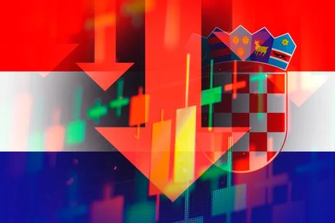 Dropping arrows showing decreasing trend in economy or downtrend on the stock Stock Illustration