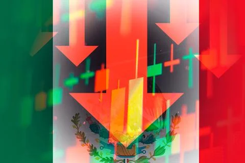 Dropping arrows showing decreasing trend in economy or downtrend on the stock Stock Illustration