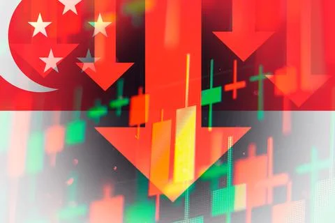 Dropping arrows showing decreasing trend in economy or downtrend on the stock Stock Photos
