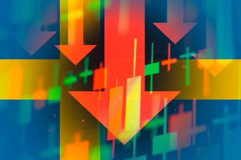 Dropping arrows showing decreasing trend in economy or downtrend on the stock Stock Photos