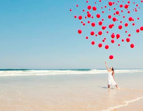 Dropping ballons in the sky Stock Photos