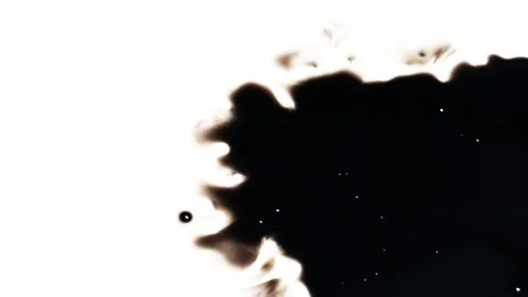 Dropping black ink on white background, Black ink spreading on white paper Vídeo Stock 147703254