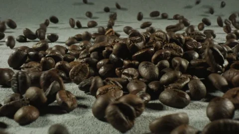 Dropping coffee beans Stock Footage 138213088