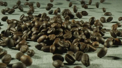 Dropping coffee beans Stock Footage 138213246