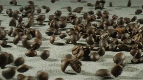 Dropping coffee beans Stock Footage 138213425