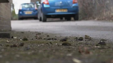 Dropping coffee cup onto floor outside Stock Footage 85848114