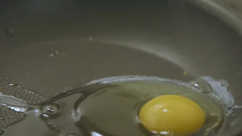 Dropping an Egg in a Pan with Oil Stock Footage 91225309