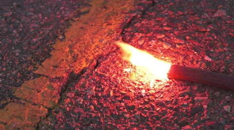 Dropping Emergency Road Flare Stock Footage 39457622