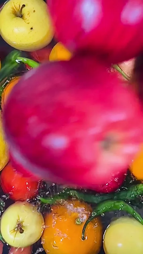 Dropping Fresh Red Apples into Water Close-up Slow Motion Stock Footage 338205507