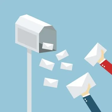 Dropping a letter into a post box, vector Stock Illustration