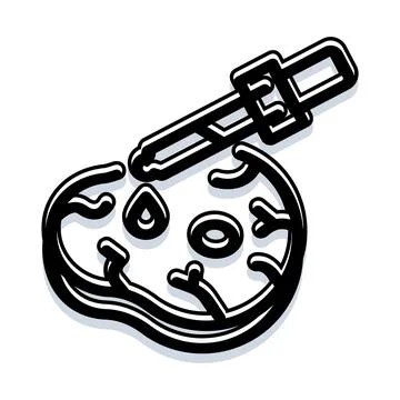 Dropping liquid onto microscopic cell research Stock Illustration