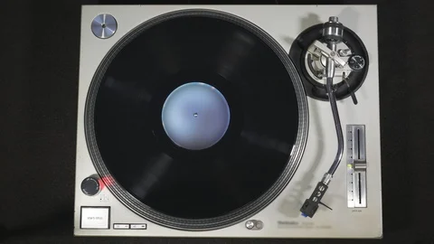 Dropping The Needle On The Record, Overhead View Stock Footage 100451565