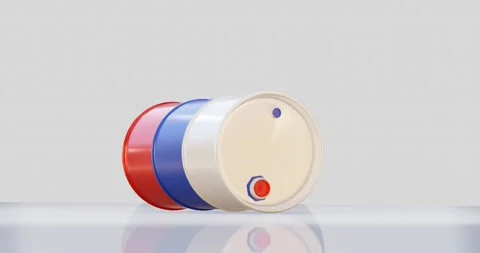Dropping oil barrel in russian flag for energy concept Stock Footage 220400997