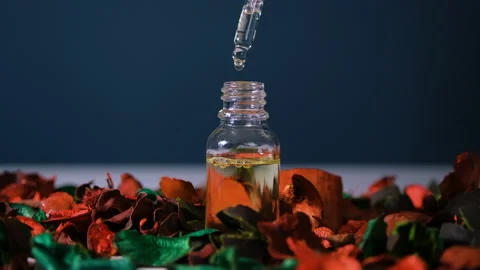 Dropping serum collagen moisturizer of face into bottle.  Stock Footage 152091495