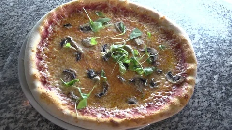 Dropping vegetables on pizza dough slow motion 動画素材 77559641
